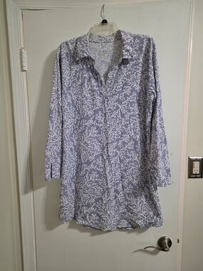 Light Grey Coral-Print Beach Tunic